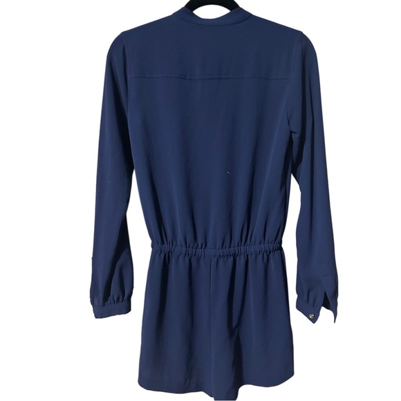 Michael Kors Navy Blue Romper with Gold Detail, Button Closure and Belt - Picture 2 of 8